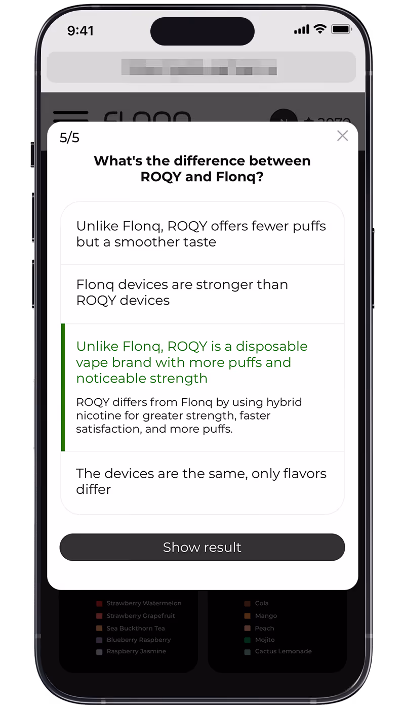 Roqy quiz result: 5/5, +150 points earned