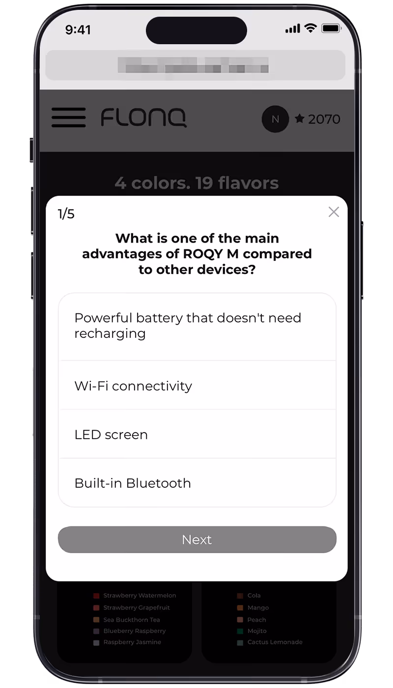 Roqy quiz 1/5: battery advantage question