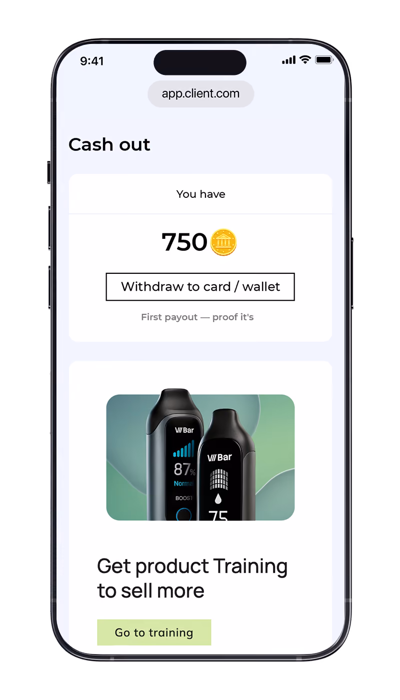 Withdrawal to card / wallet