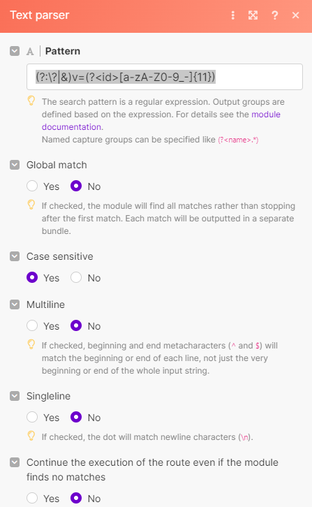 3. Text Parser- Match Pattern