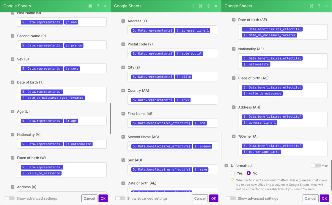 4. Google Sheets- Add a Row part2