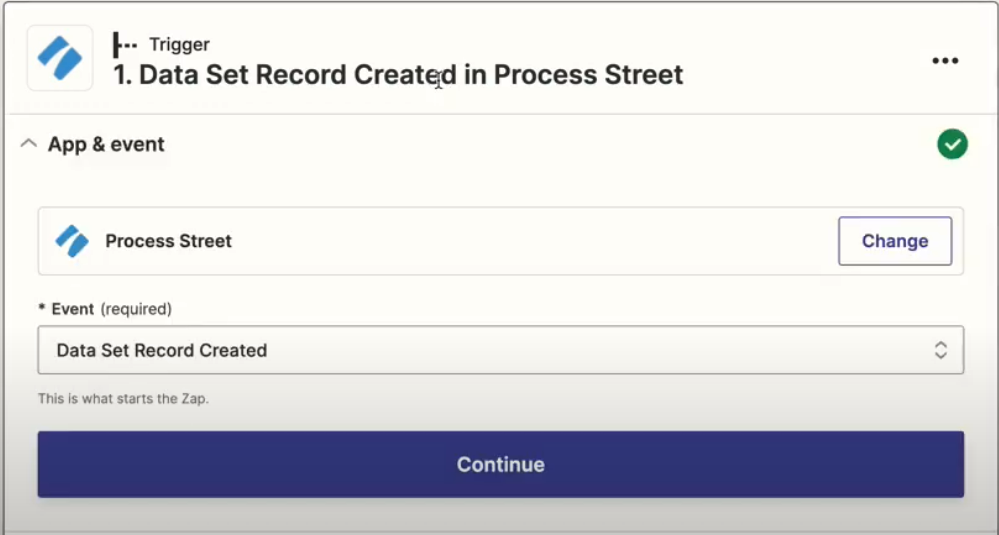 Data set record Created in Process Street