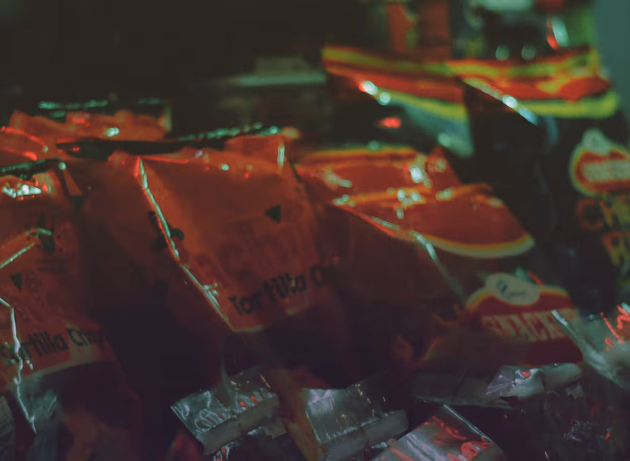 Large amount of food plastic packaging