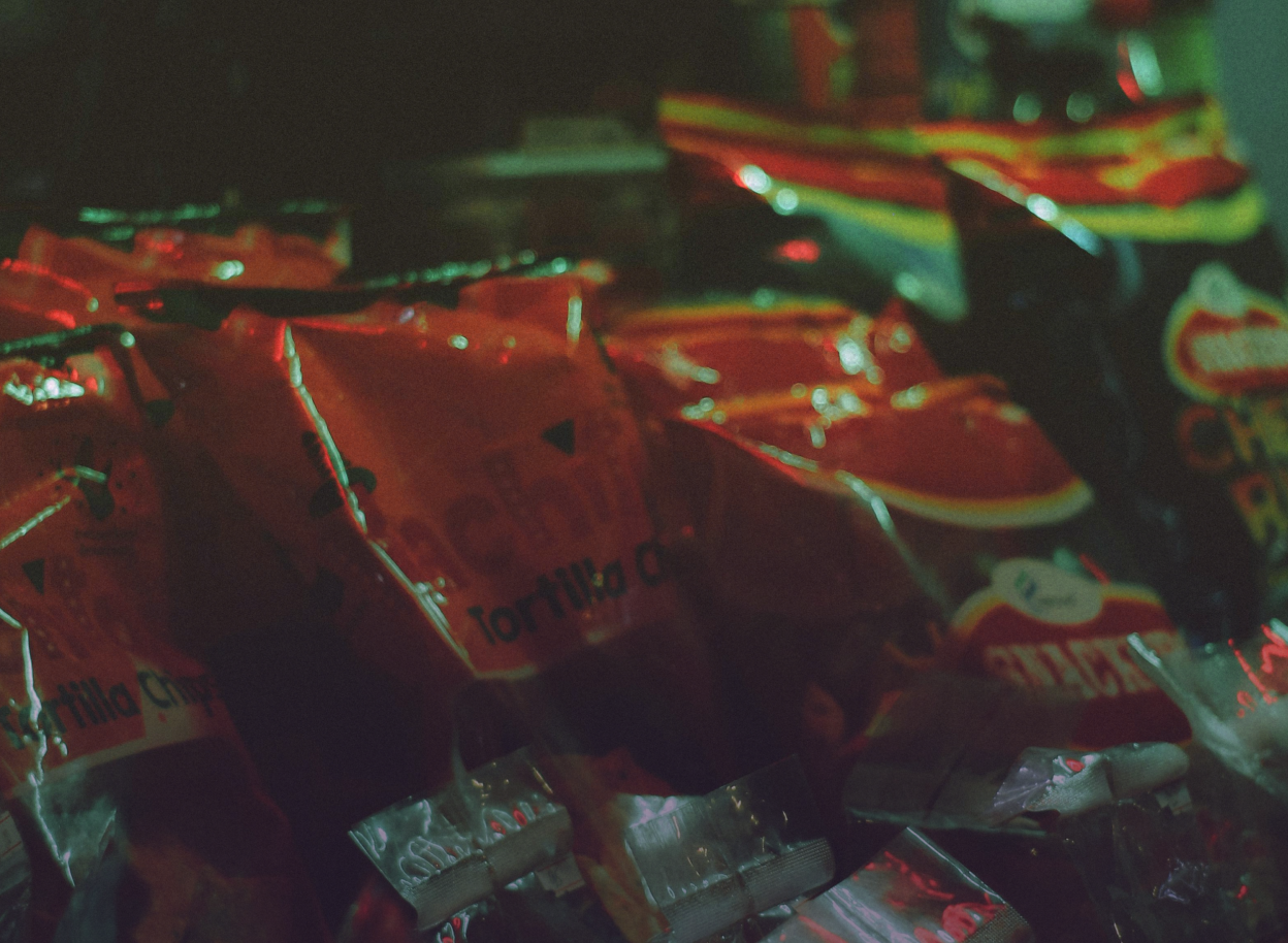 Large amount of food plastic packaging