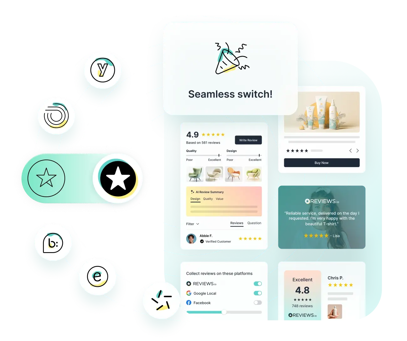 Collect feedback easily with REVIEWS.io surveys feature.