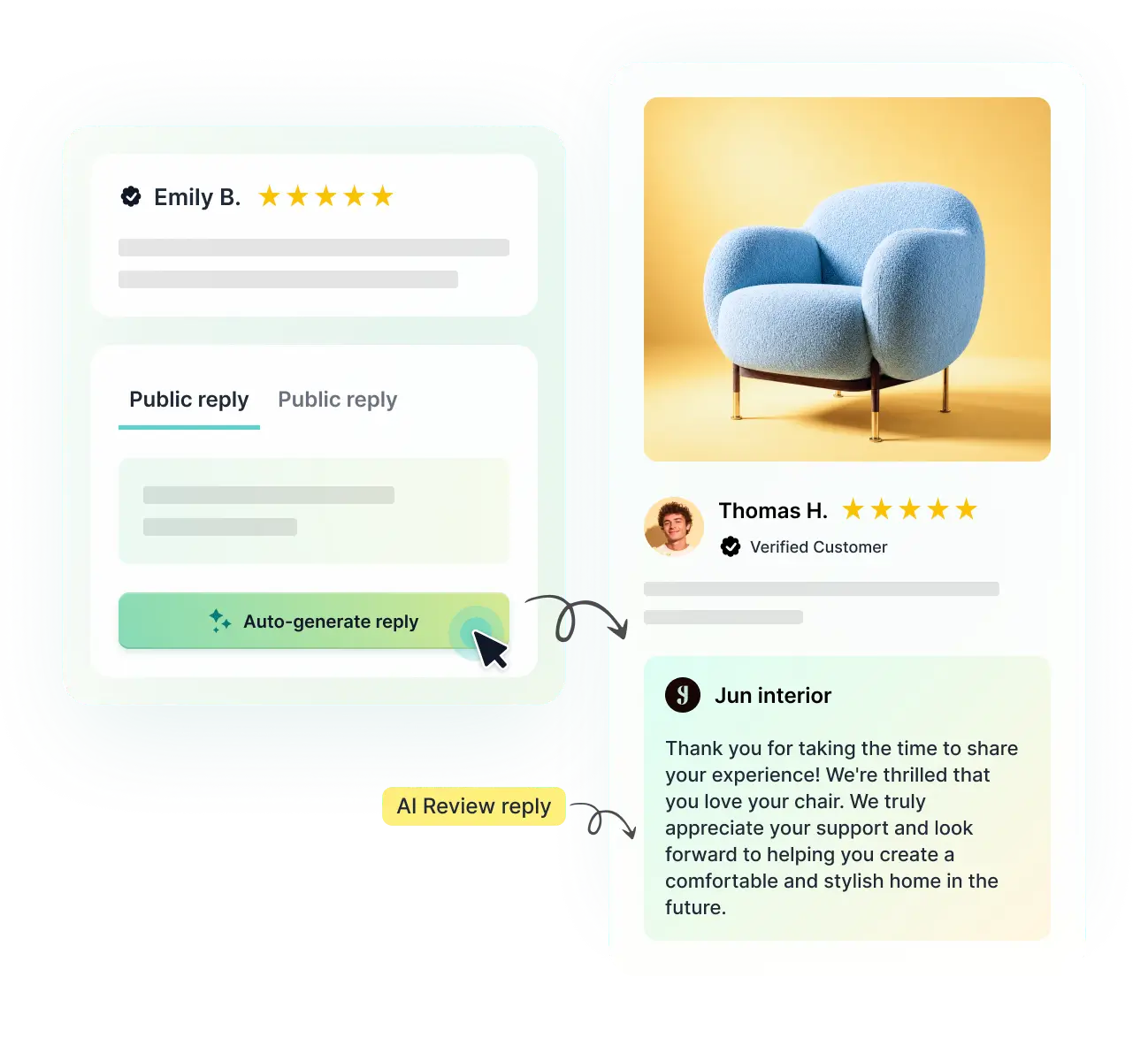 Collect feedback easily with REVIEWS.io surveys feature.