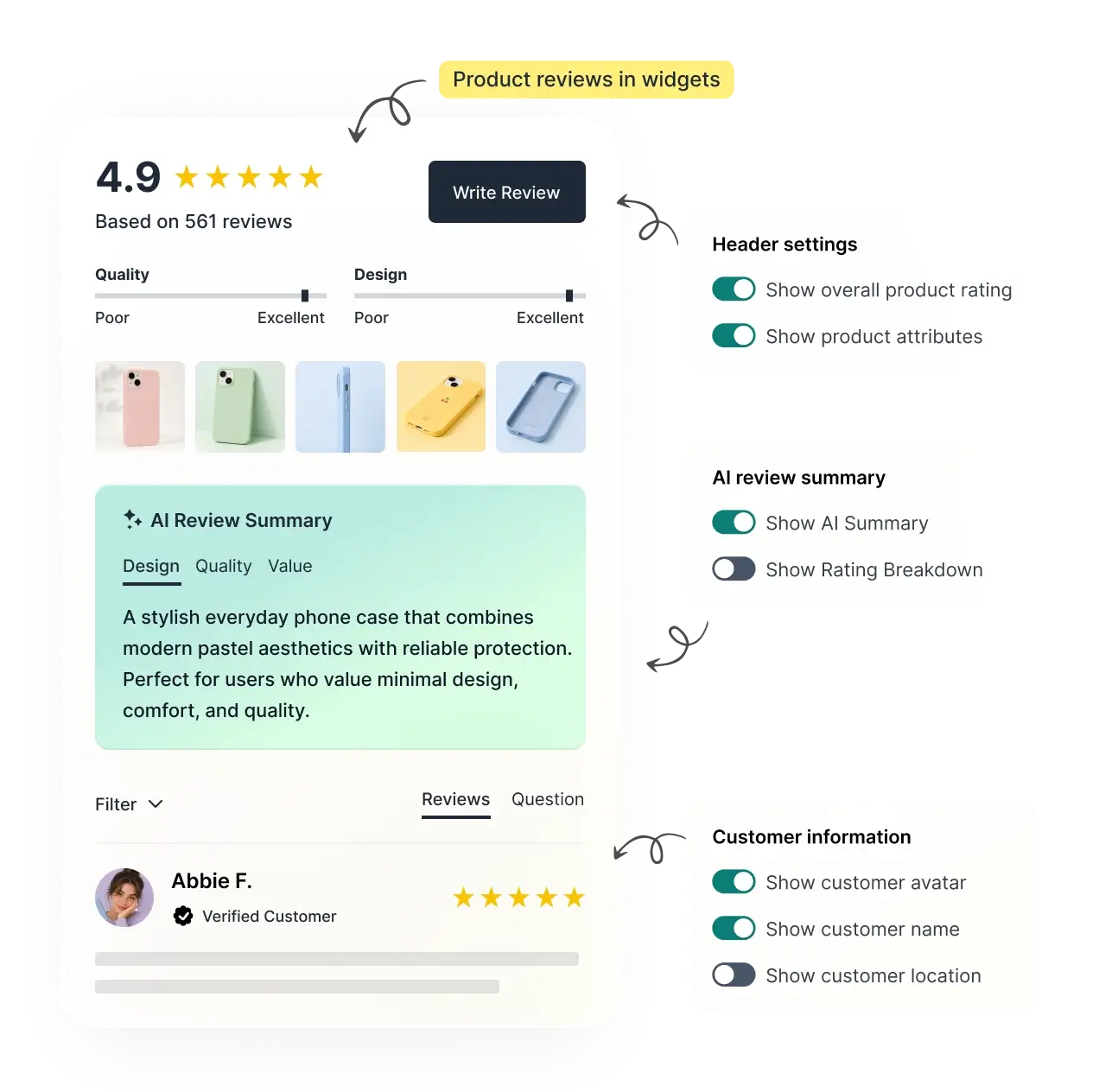 Collect feedback easily with REVIEWS.io surveys feature.
