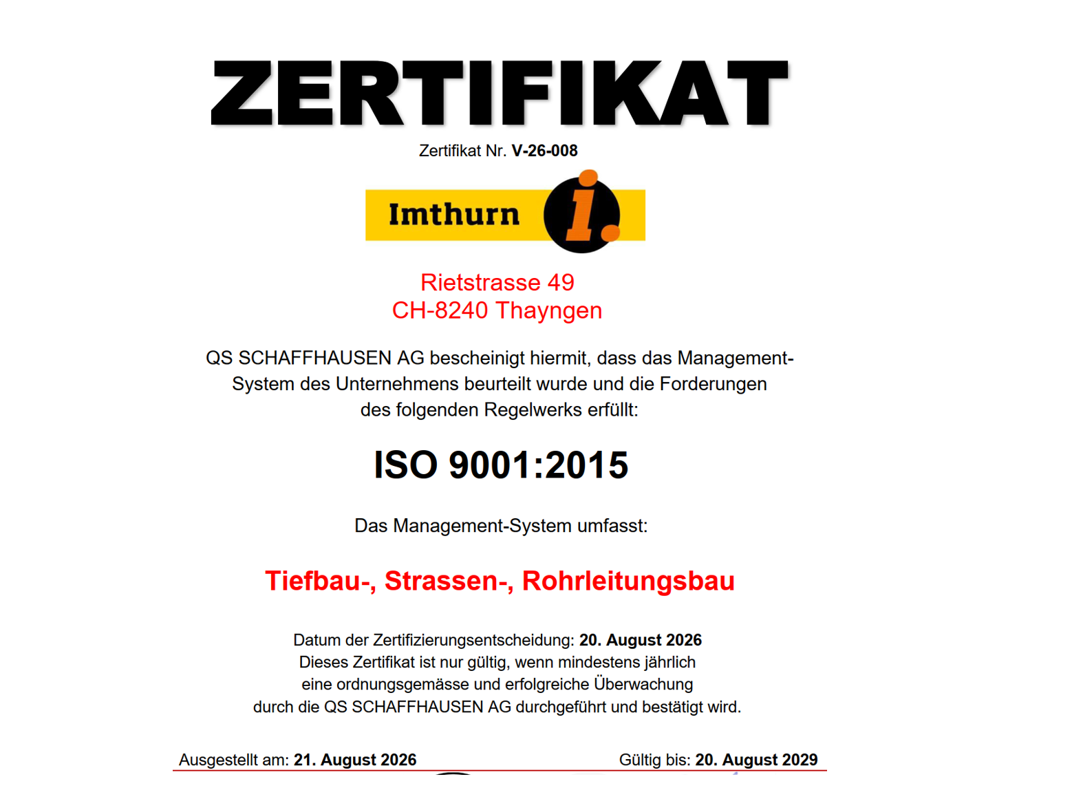 ## Rezertifizierung erfolgreich bestanden ISO 9001