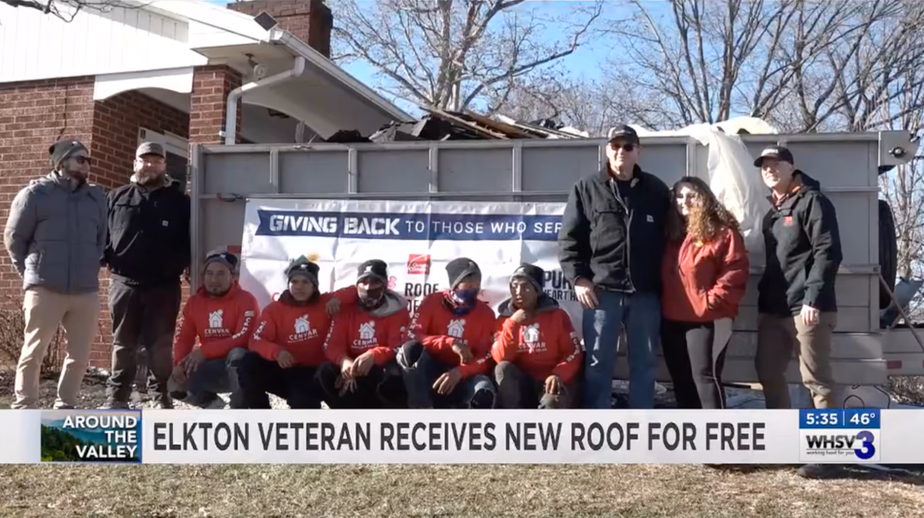 The Cenvar team in front of a Cenvar Gives project