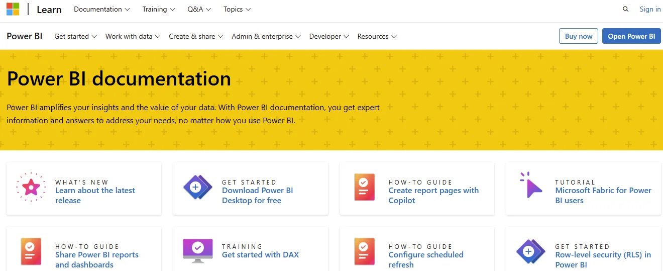 Microsoft Power BI with Copilot Homepage