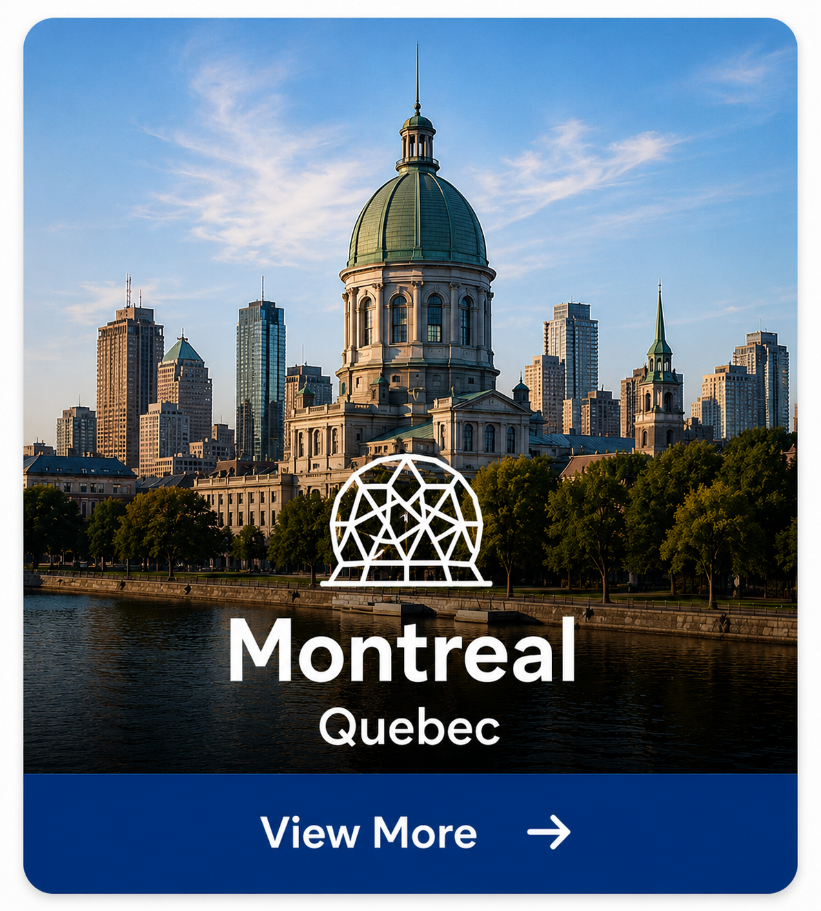 Montreal, Quebec skyline featuring Old Montreal and the city waterfront, representing Ottawa Pro Movers long-distance moving services.