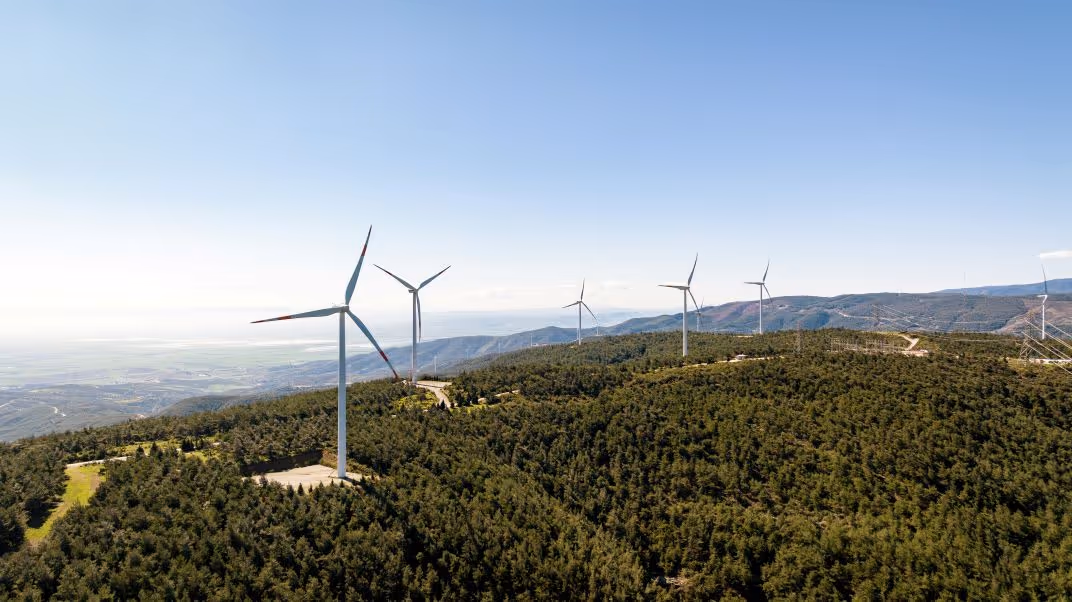 Wind turbines on mountains