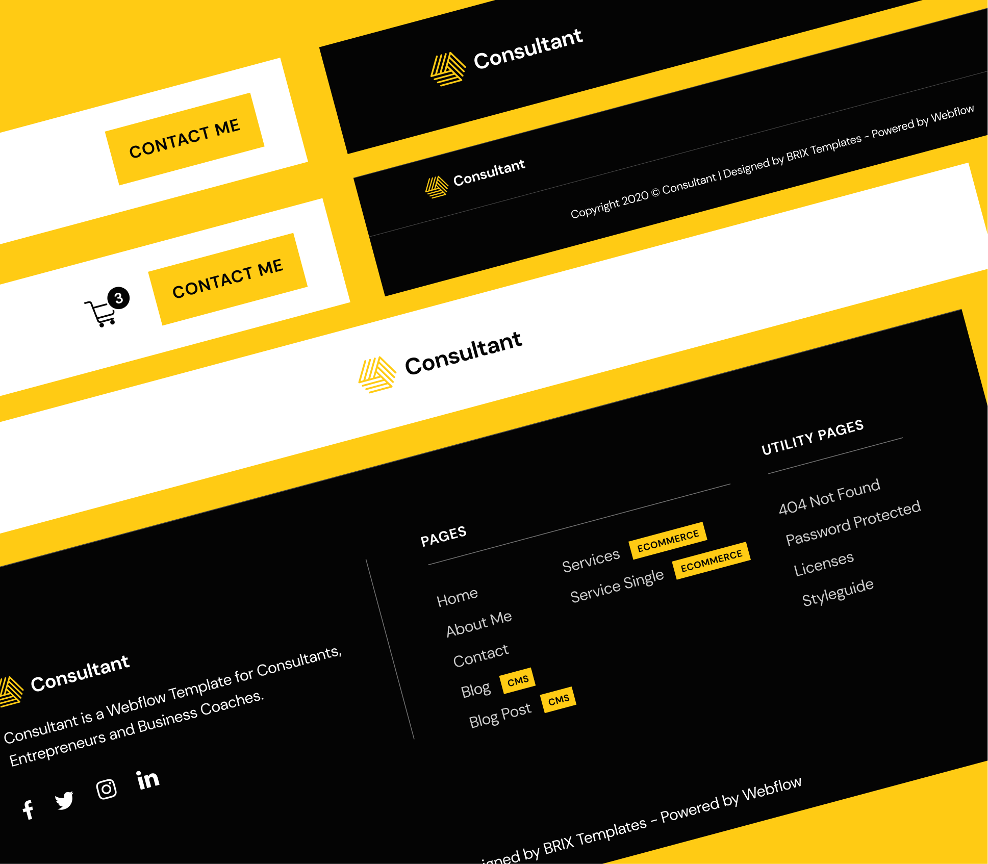 Consultant - 3 Headers and Footers - Consultant and Business Coach Webflow Template