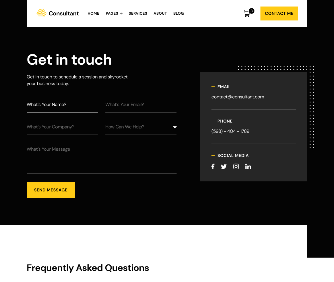 Consultant - Contact page - Consultant and Business Coach Webflow Template