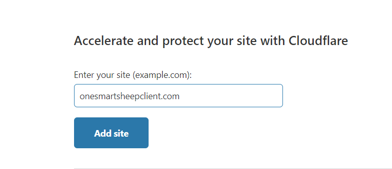 enter your site in Cloudflare