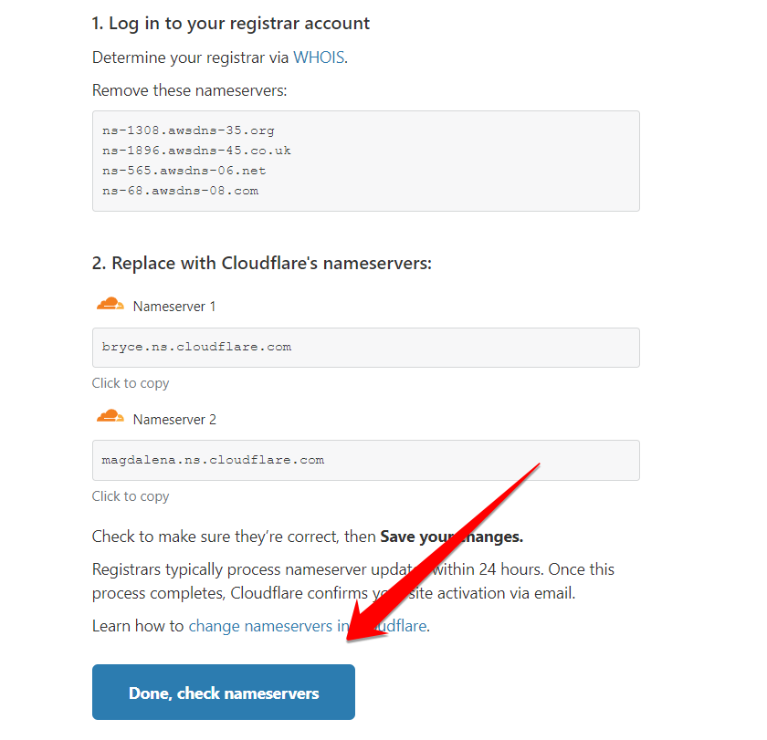 nameservers to Cloudflare