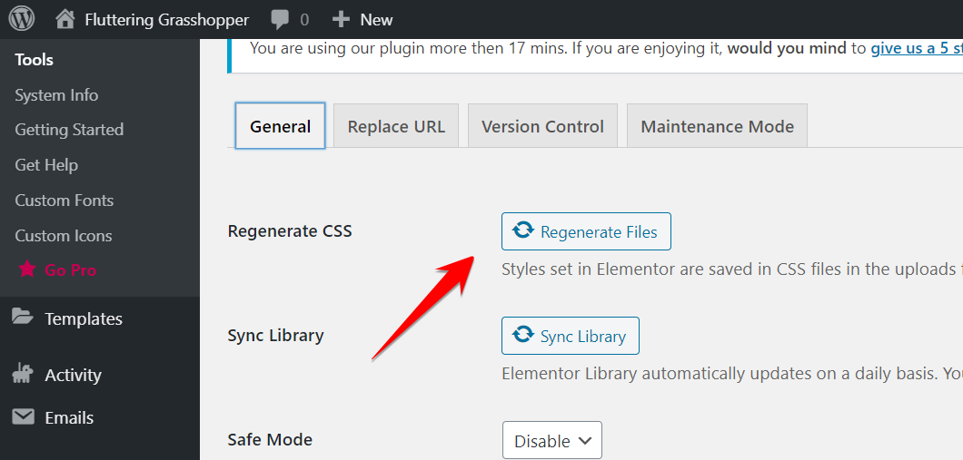 Elementor Regenerate files for fixing HTTPS and insecure connections