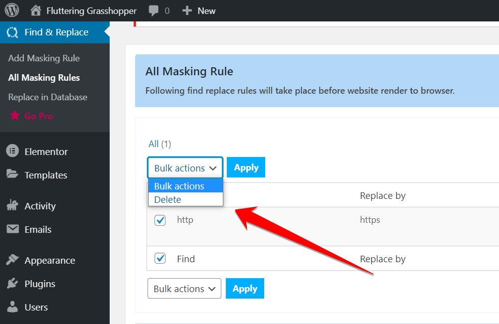 Remvoing a rule in Find and Replace if HTTPS doesnt work