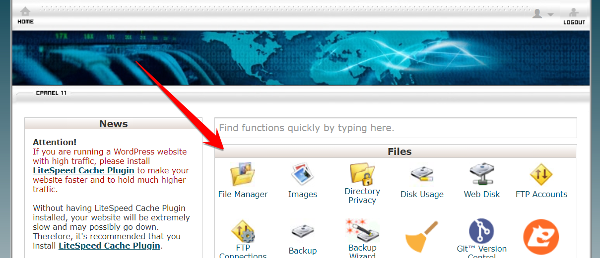 File Manager in cpanel