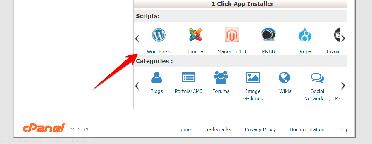 WordPress in Script in cPanel