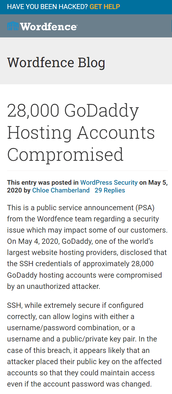 Hosting accounts hacked