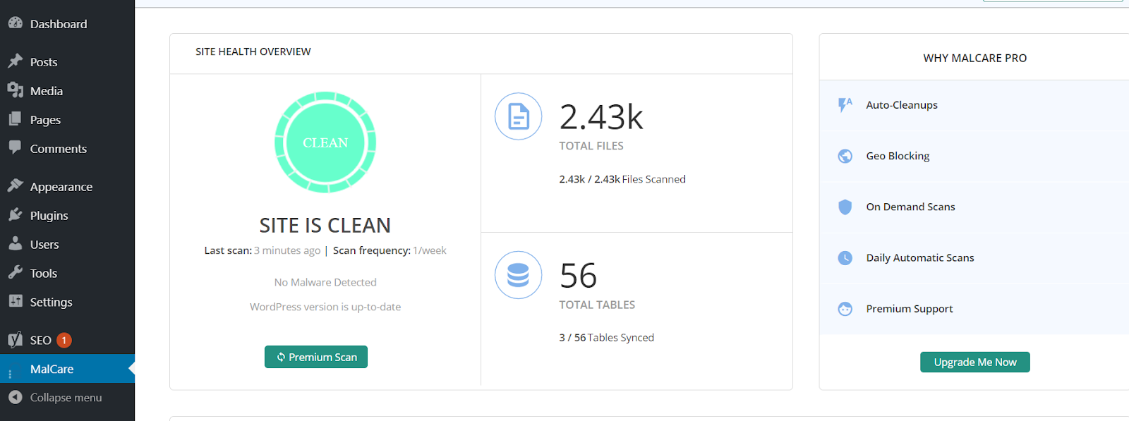 Malcare Scanner to remove malware on WordPress