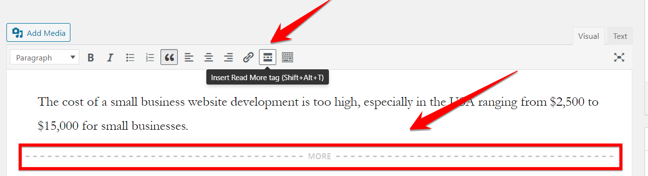Insert Read More Tag in WordPress