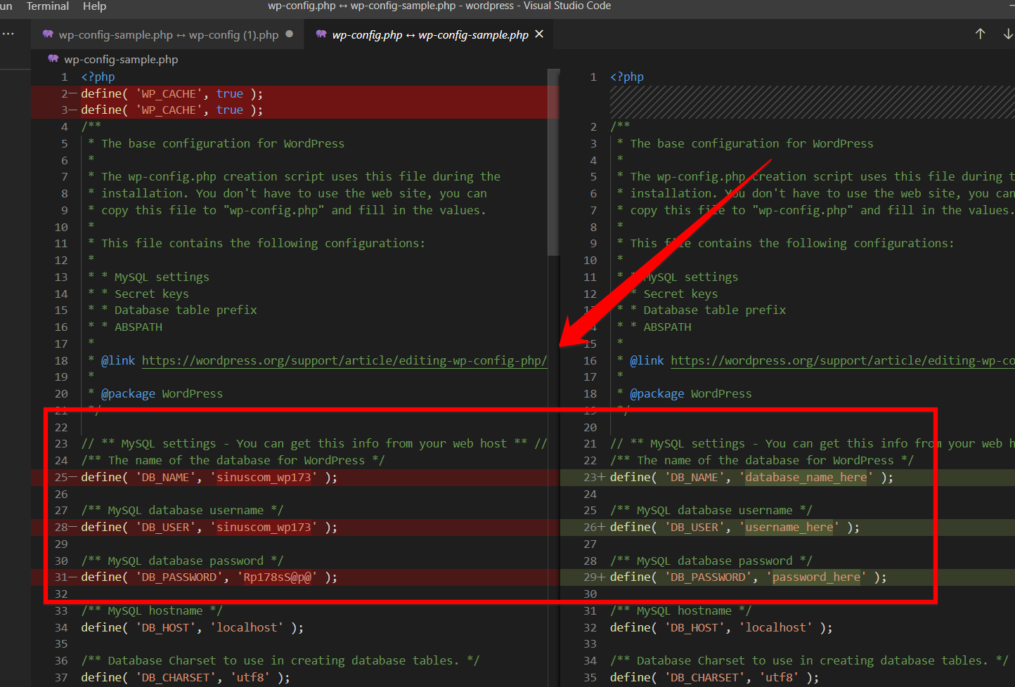 Modified files in Visual Code Studio to find malware