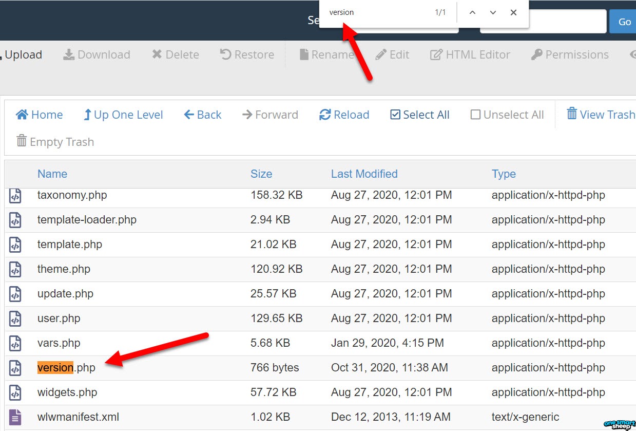Location version.php inside wp includes folder