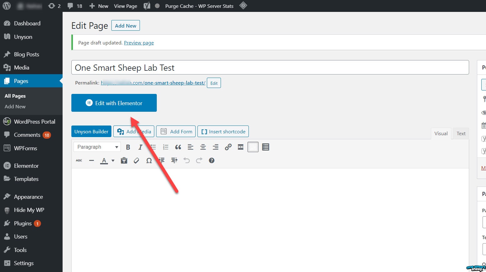 Create a New page in WordPress for Elementor