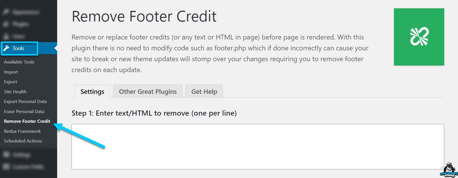 Location of Remove Footer Credit in WordPress