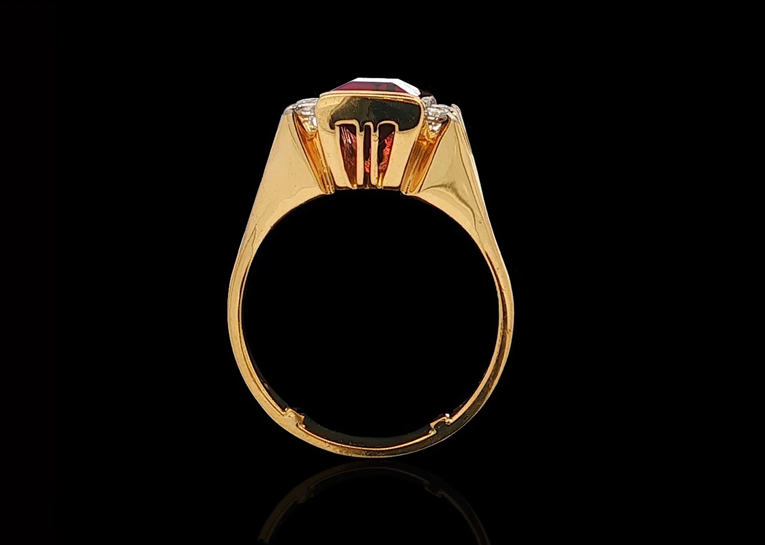 Rubellite tourmaline diamond & 18ct yellow & white gold ring