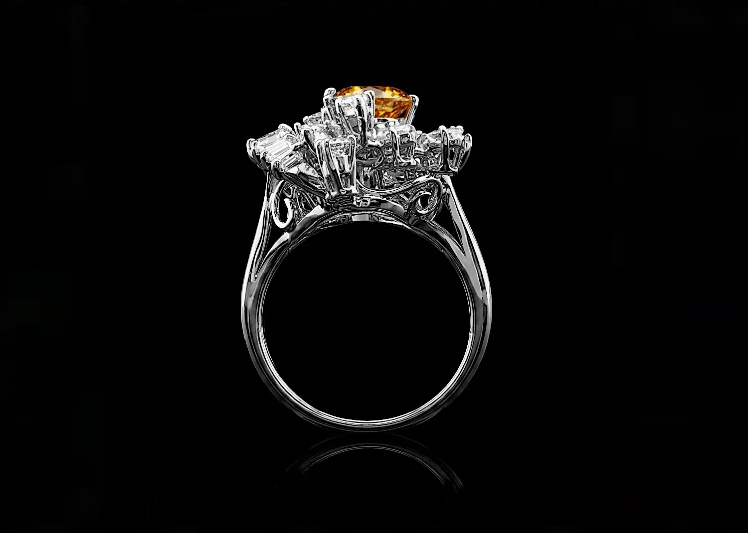 Diamond andalusite & white metal abstract cluster ring