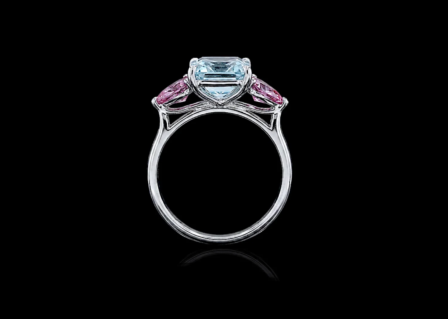 Aquamarine alexandrite & platinum trilogy ring