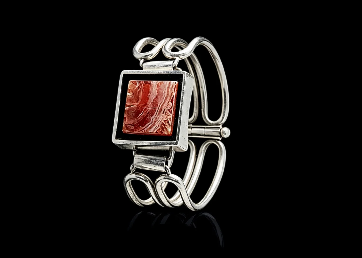Gustav Hauber rhodochrosite & silver bracelet