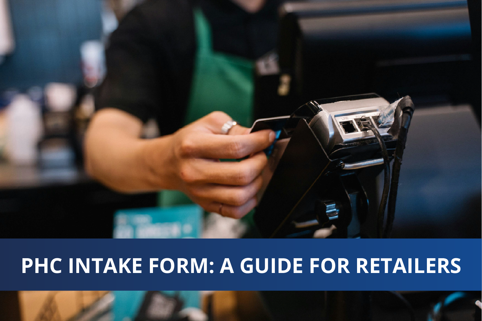 Image of a retail worker swiping a card in a POS system