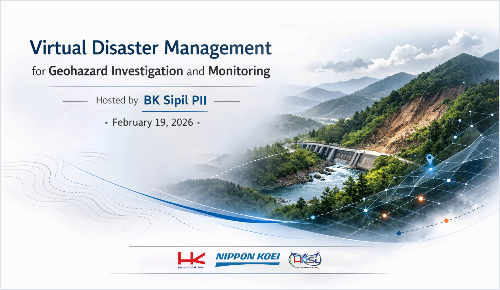 Group of men in batik and business attire shaking hands in an office during a memorandum of understanding signing ceremony with Indonesian and Japanese flags visible.