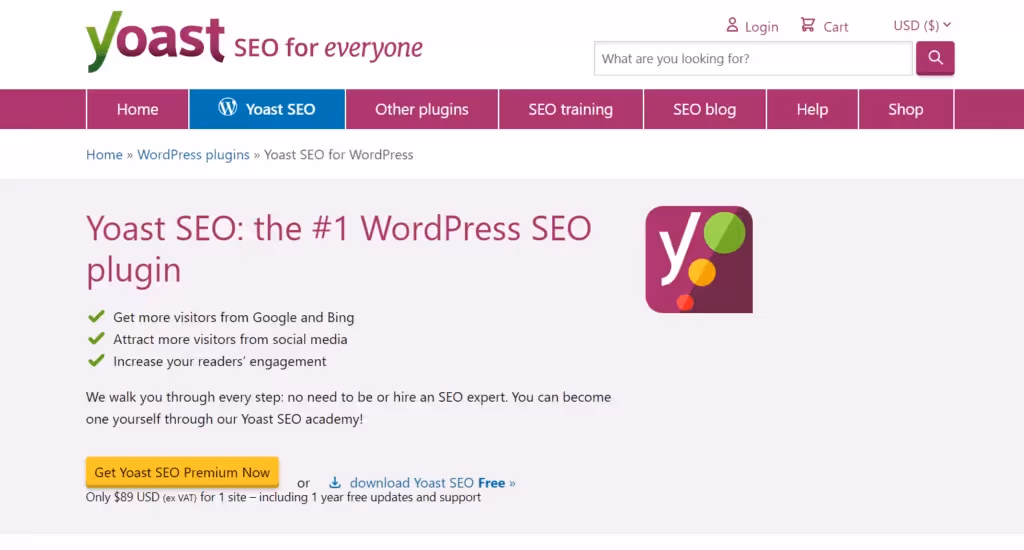 yoast (seo tool) landing page
