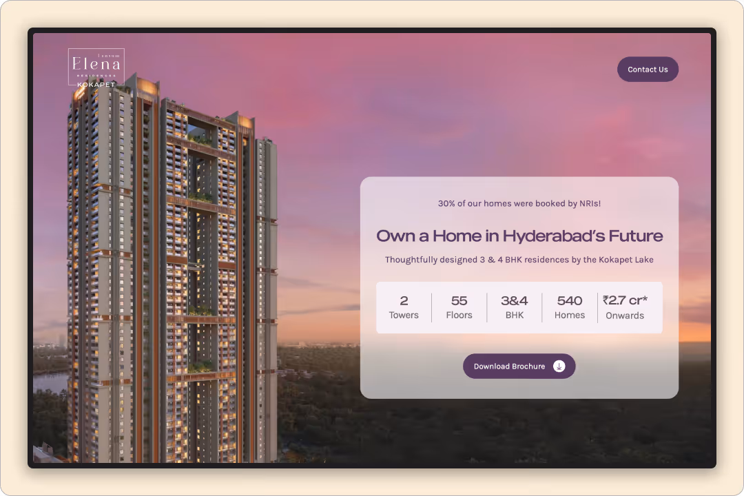 Elena NRI Landing Page