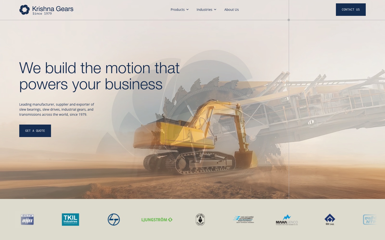 Krishna Gears website homepage designed by Everything Design