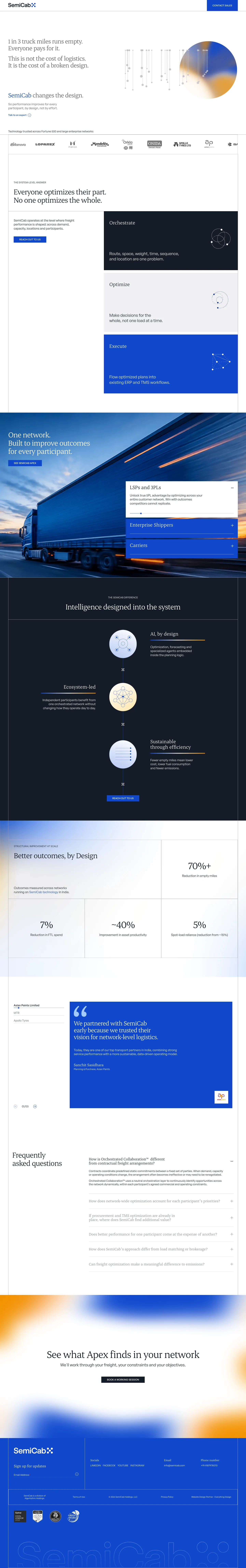 SemiCab website after the Everything Design revamp