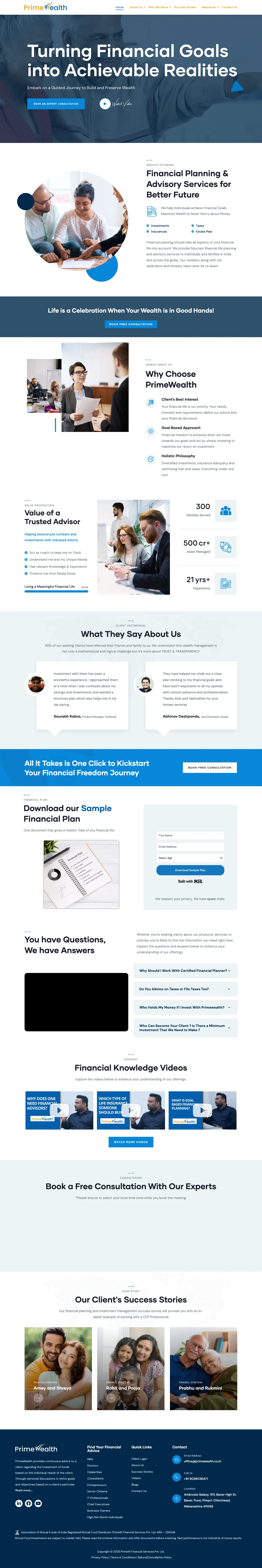 PrimeWealth website before the Everything Design rebrand