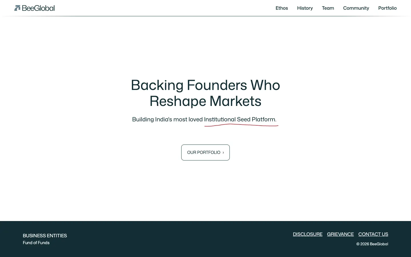 BeeGlobal website before the Everything Design rebuild