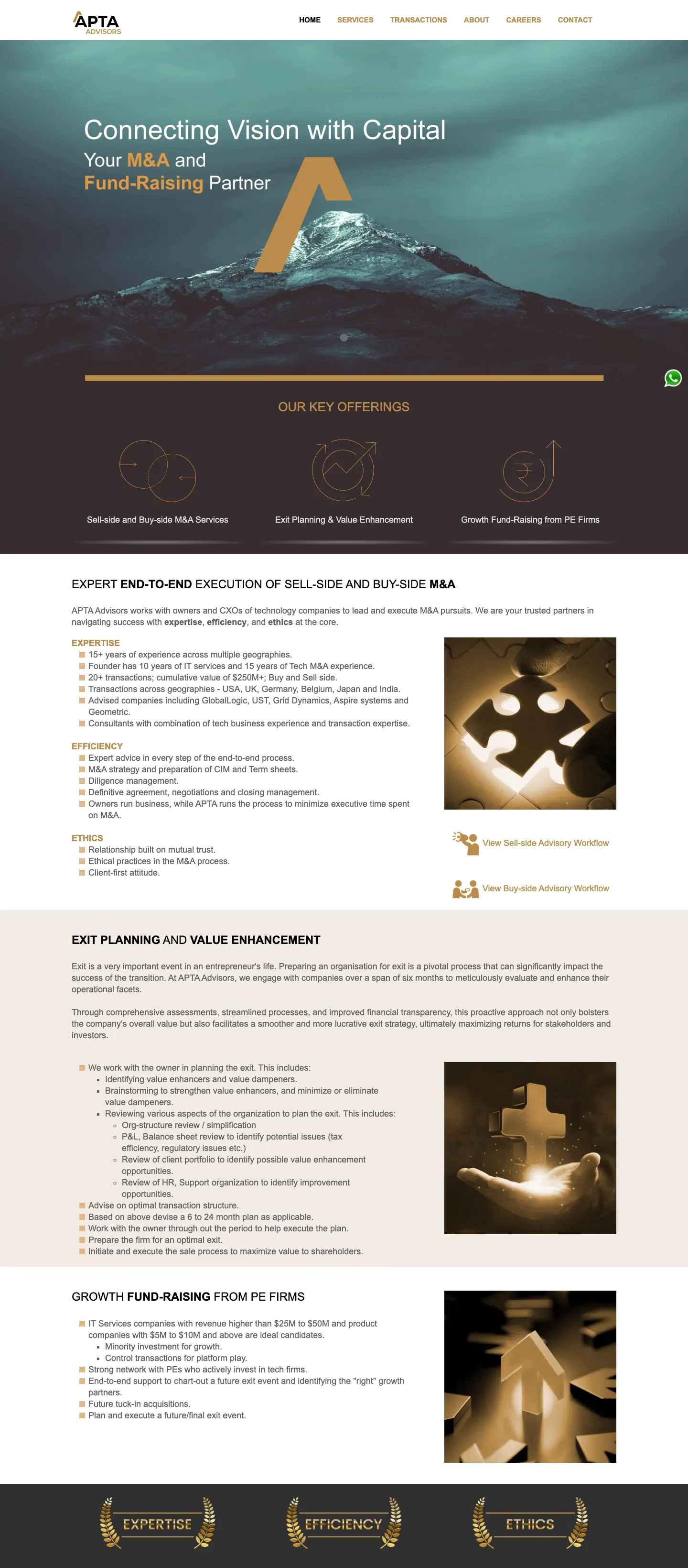 APTA Advisors website before the Everything Design rebrand