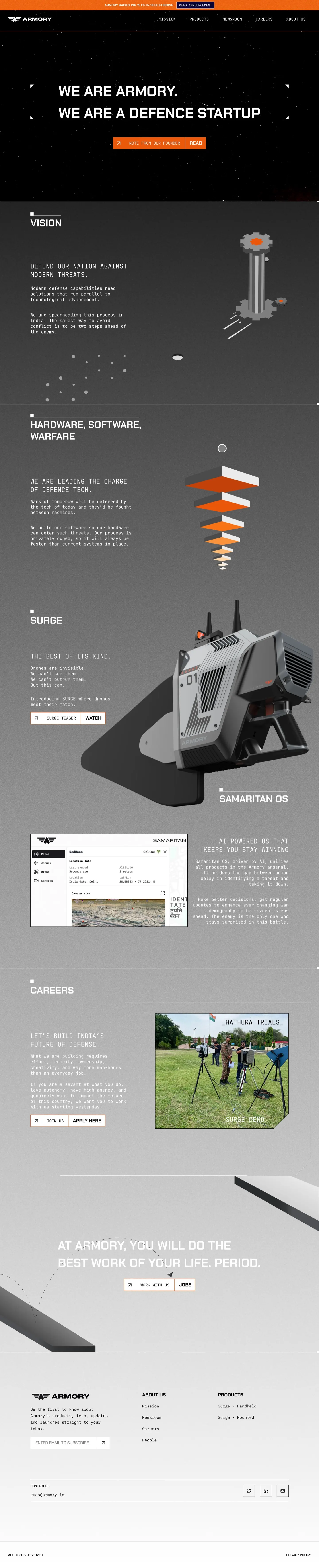 Armory website before