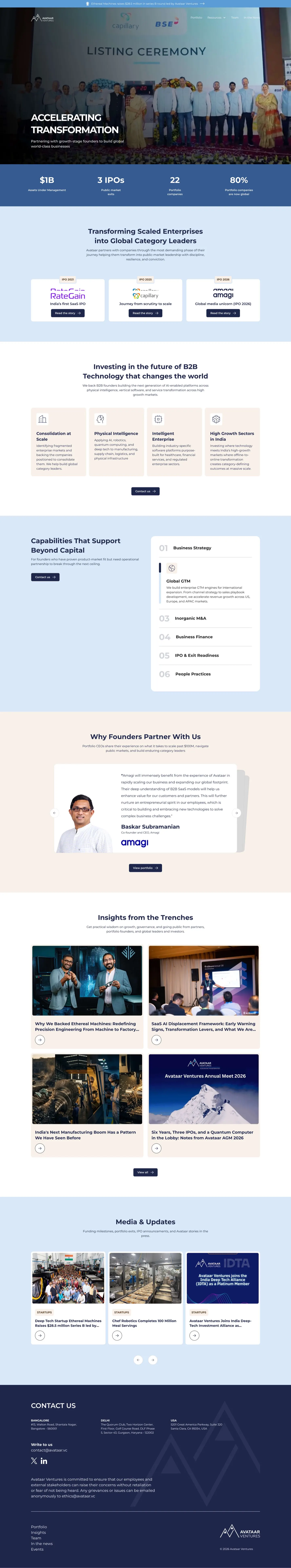 Avataar Ventures website after