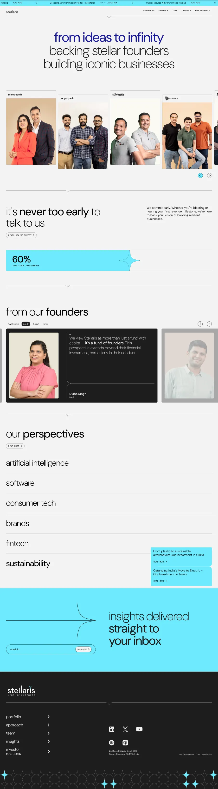 Stellaris Venture Partners website after the Everything Design redesign