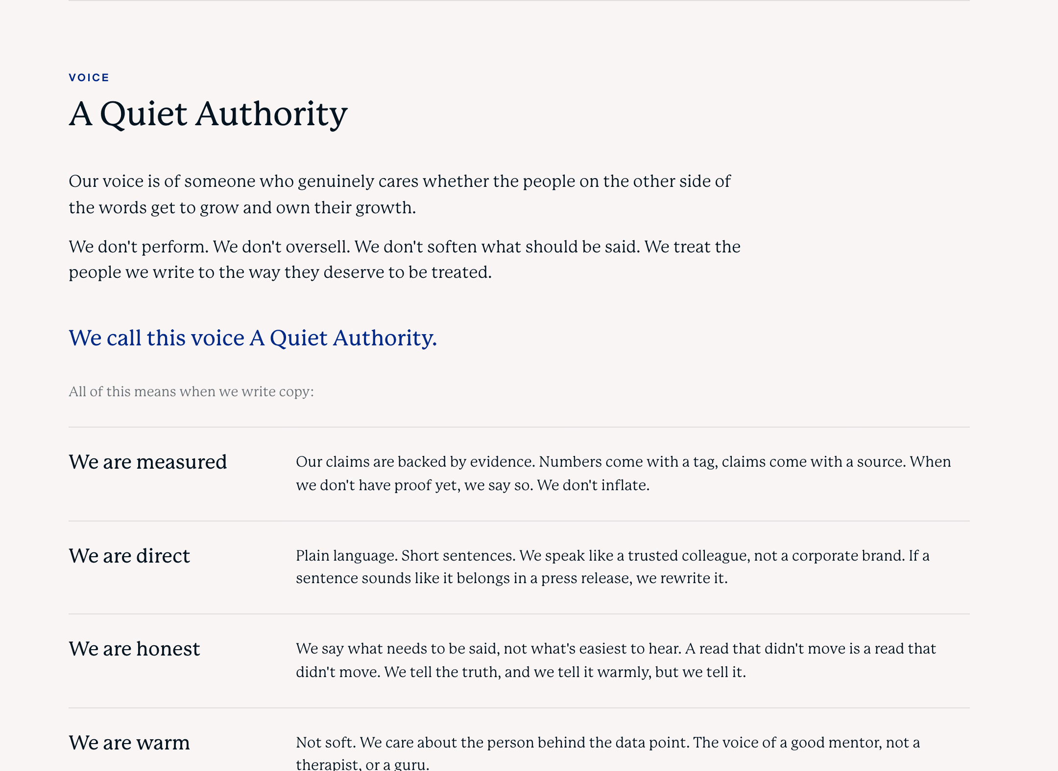 Becoming Quotient verbal identity: the Quiet Authority voice