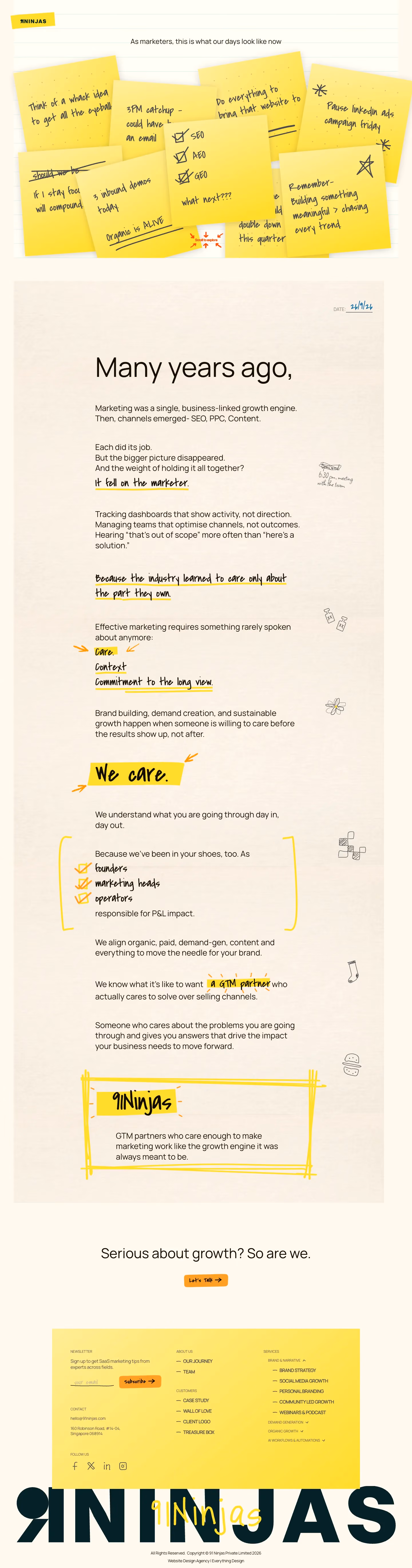 91 Ninjas website after the Everything Design redesign