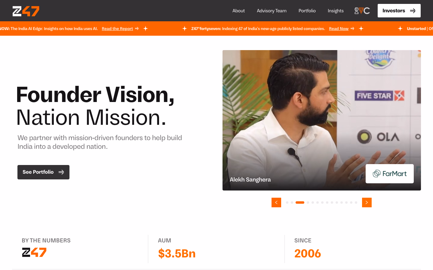 Z47 website homepage, designed and built in Webflow by Everything Design